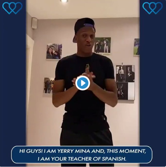 Yerry Mina se estrenó como profesor de español del Everton durante cuarentena